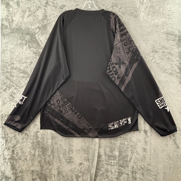 Shift Moto X Motocross Recon Riding Shirt Mens 2XL‎ Long Sleeve Black Newspaper - Picture 2 of 9